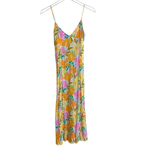 Billabong Summer Shine Midi Dress Size Small Colorful Floral Sundress Slip Beach - Picture 12 of 13